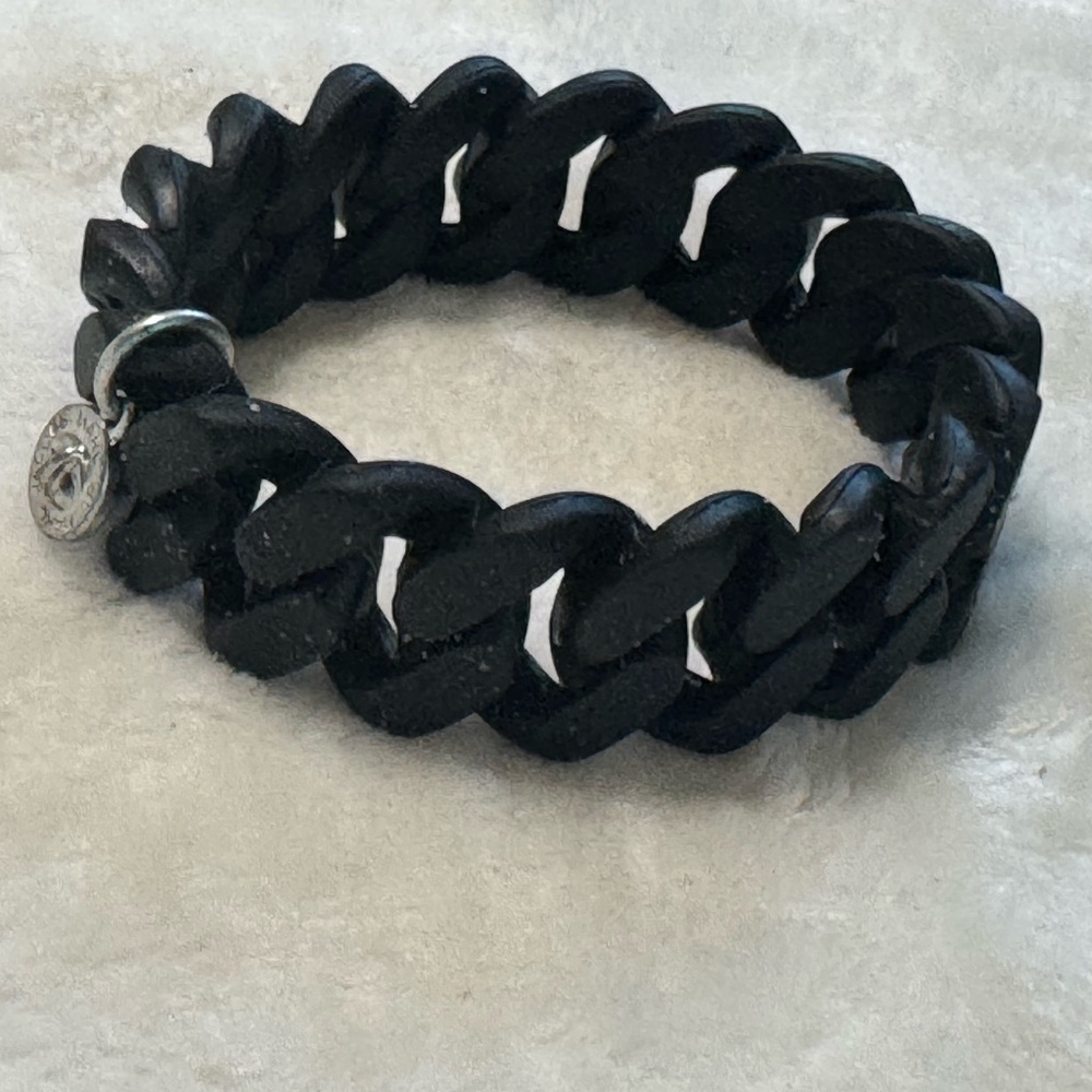Marc By Marc Jacobs Black Chunky Chain Bracelet with Silver Charm
